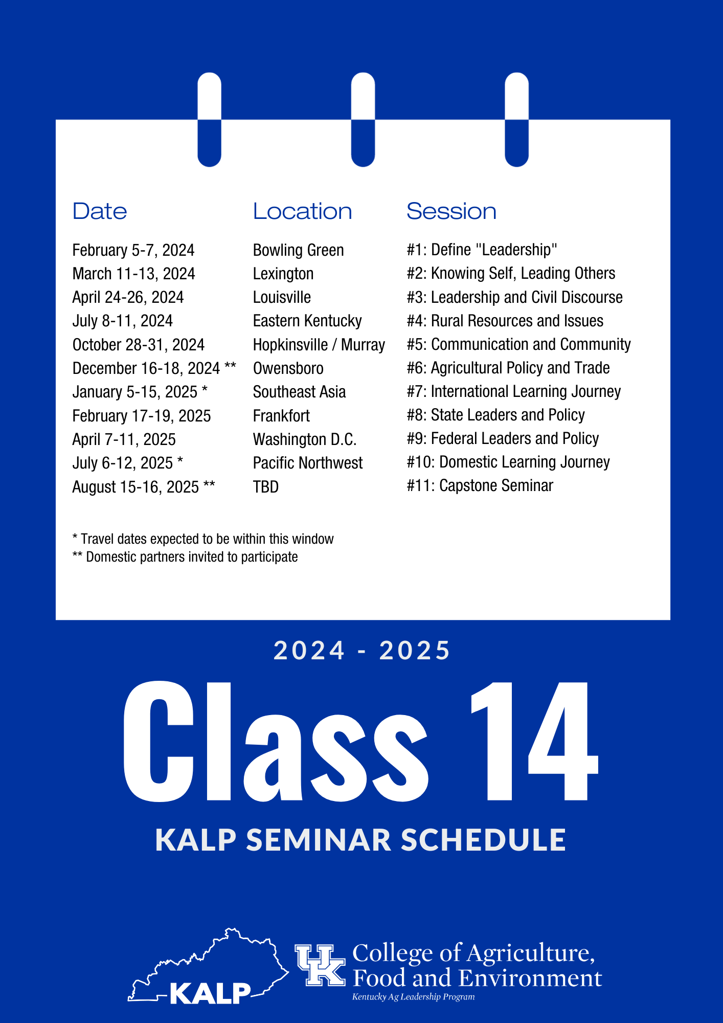 KALP Class 14 Schedule